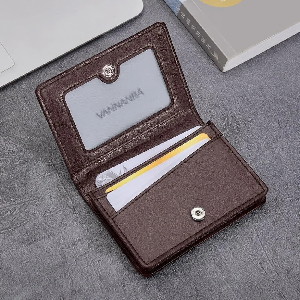 Men's Brown Genuine Leather Credit Holder Pocket Bifold Wallets Card Design
